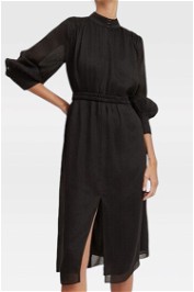 Gathered Midi Dress in Black