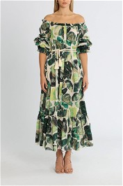 Alemais Siena Off Shoulder Dress Green