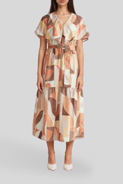 dress hire daytime event Brave & True  - Longway Home Dress Earth Abstract