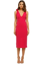 By-Johnny-V-Neck-Bow-Shoulder-Dress-Pink-Front