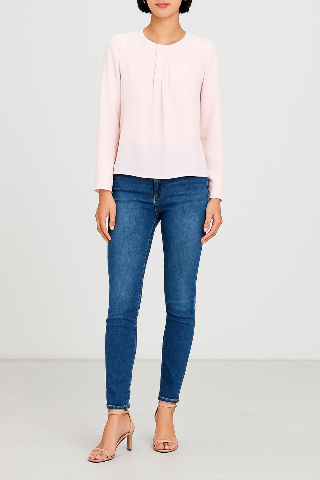 Dress hire brunch veronika maine Drapey Twill Tuck Neck Top in Pearl Pink