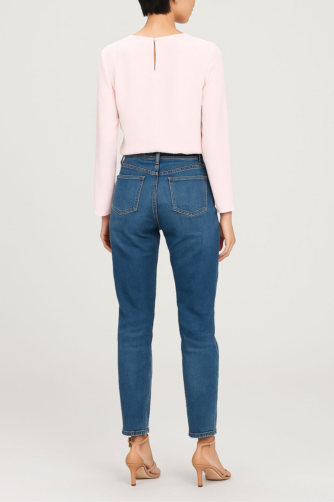 Dress hire brunch veronika maine Drapey Twill Tuck Neck Top in Pearl Pink