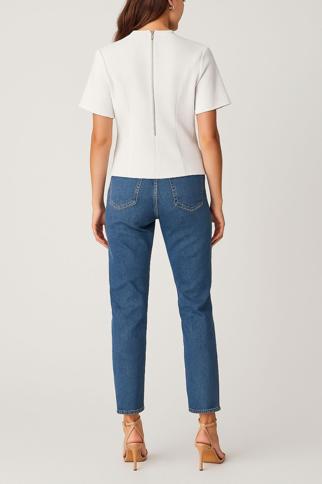 Dress hire brunch veronika maine Structured Round Neck Top Beige