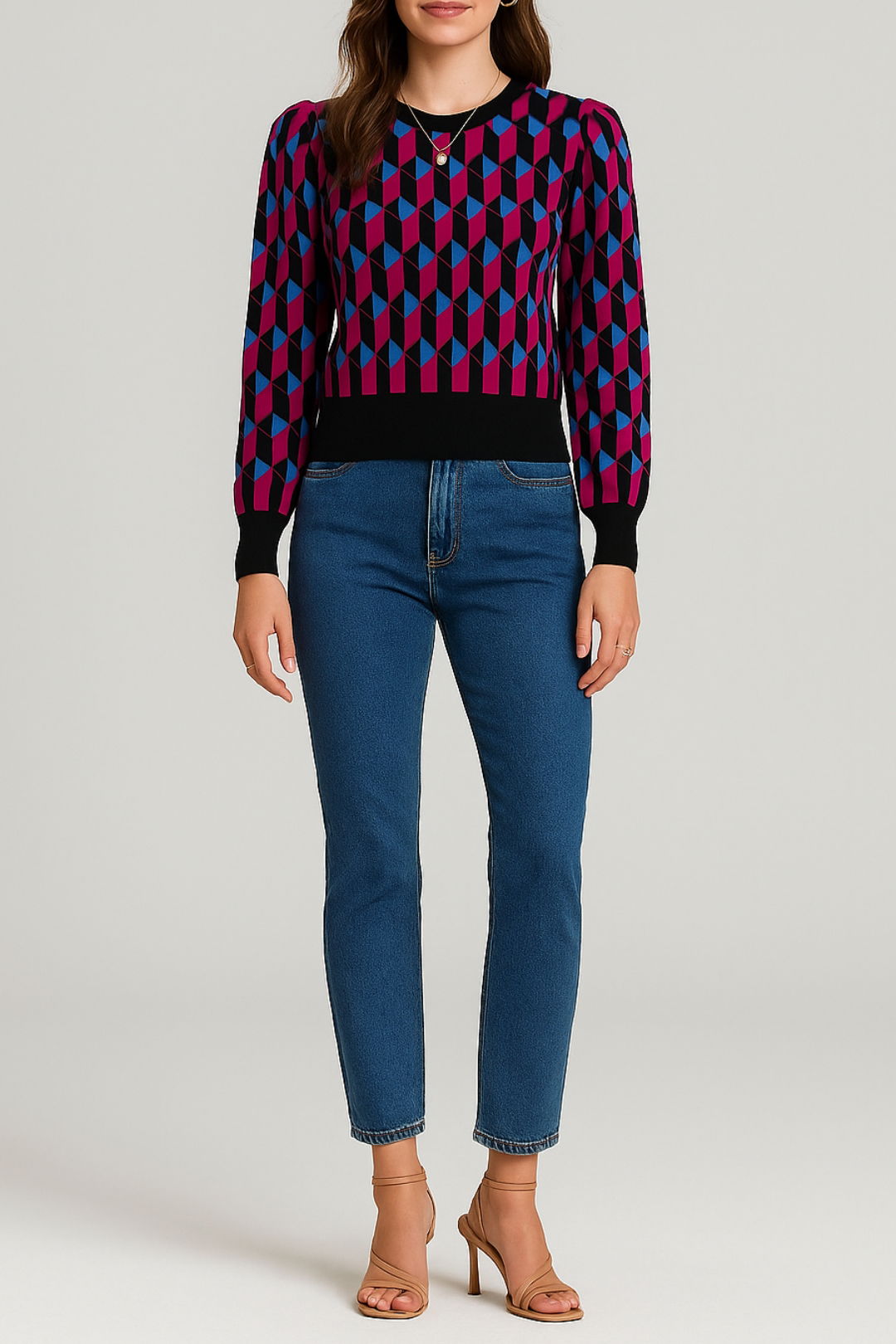 Dress hire casual veronika maine Geometric Knit Jumper  back