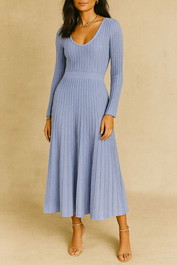 Dress Hire Date night Atmos & Here Gaelle Long Sleeve Knit Midi Dress