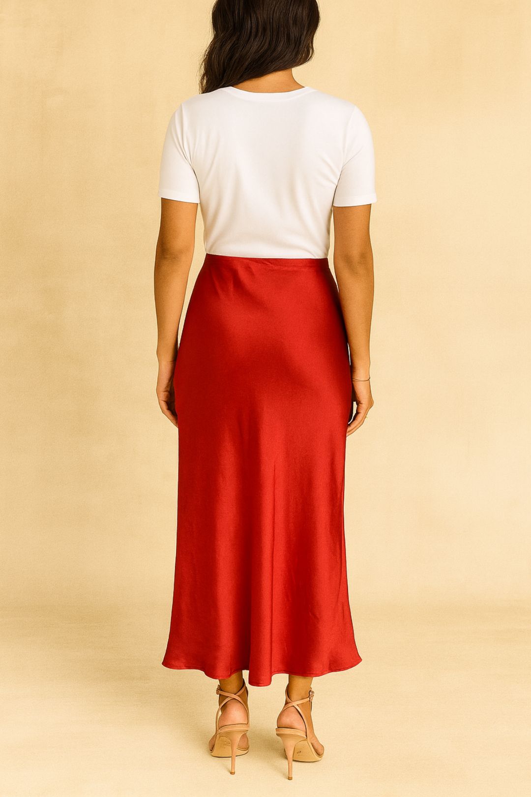 Dress hire date night Kookai Satin Effect Midi Skirt in Red