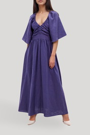 Dress Hire Daytime event AERE Linen Midi Dress With Button Detail