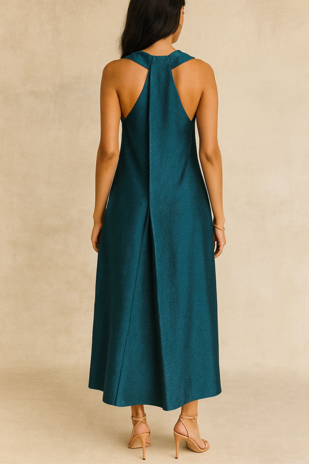 Dress Hire Evening Formal Veronika Maine V Neck Crepe Midi Dress in Emerald