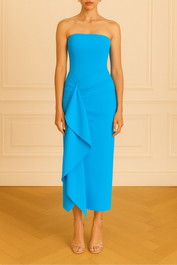 Dress hire solace london Thalia Draped Midi Dress - Blue 