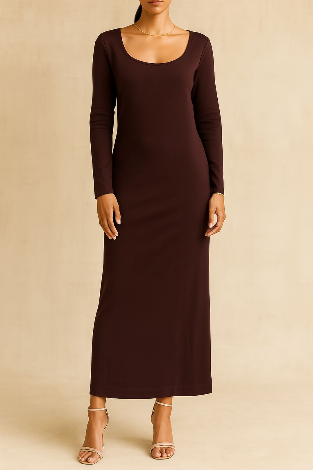Dress Hire Luncheon CUE	Plum Drape Long Sleeve Midi Dress