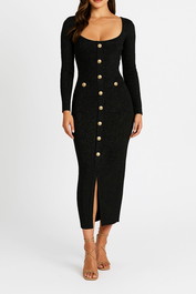Dress Hire work event Portmans Knit Midi Dress With Gold Buttons
