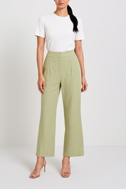 Dress hire work function CUE Cotton Linen Straight Leg Pants Green