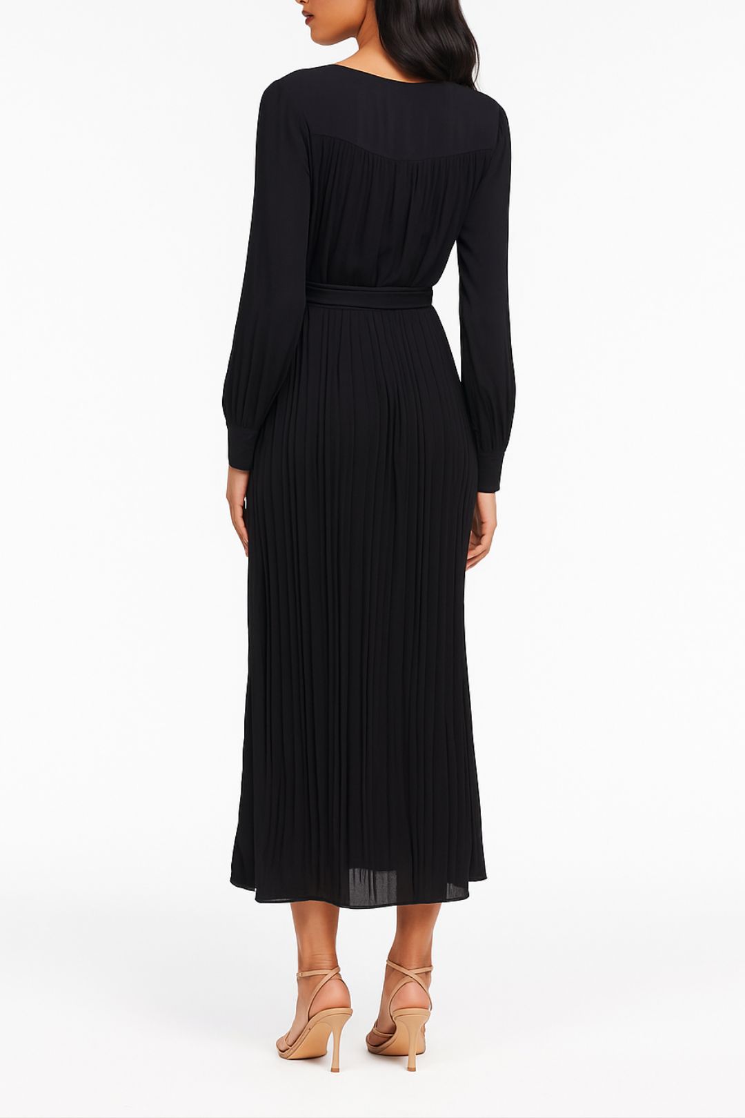 Dress Hire work function PORTMANS Pleated Button Up Midi Dress Black