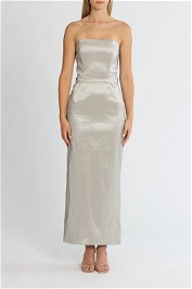 Elle Zeitoune Fitted Strapless Dress Silver