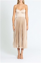 Elle Zeitoune Fluid Pleated Midi Champagne