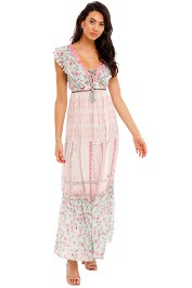 Hemant & Nandita Misa Tiered Long Dress in Pastel Print maxi