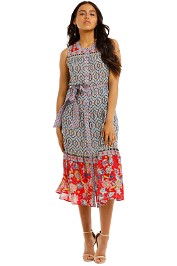 Kachel-Sandra-Button-Down-Contrast-Print-Midi-Dress-Front