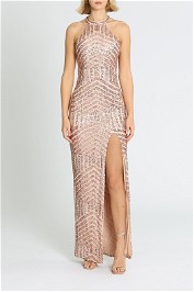 L'Amour Diana Halter Gown Blush Sequins