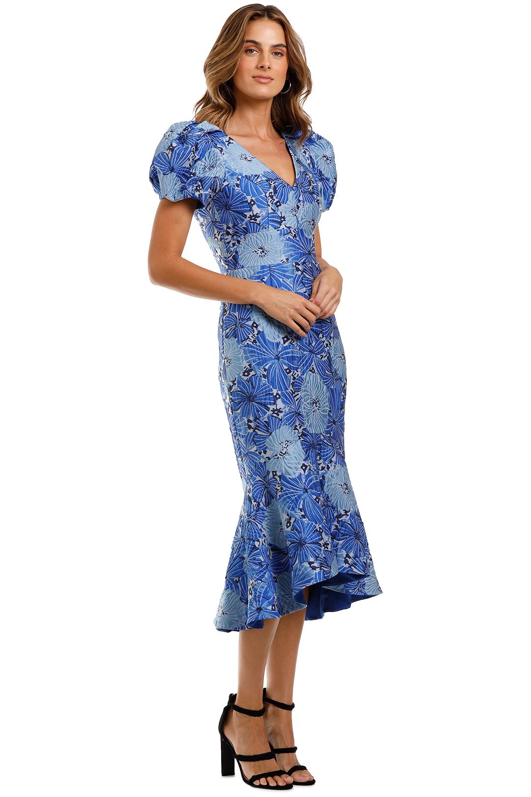 Love Honor Argento Midi Cobalt Floral