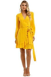 Maje Sunny-Yellow-Wrap-Tie-Dress-Front