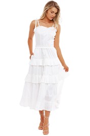 Ministry of Style Golden Fields Pleated Midi Dress White
