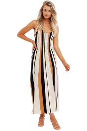 Ministry of Style Radiant Stripe Midi Dress Copper full skirt