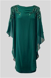 Montique - Celine Emerald Chiffon Overlay Dress