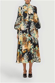 LEO LIN Nellie Midi Dress Azalea Print In Twilight