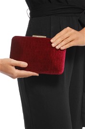 Olga Berg - Annalise Croc Embossed Velvet Clutch - Burgundy - Product