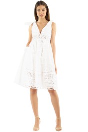Self Portrait - Broderie Anglaise Dress - White - Front