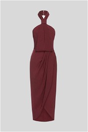 Core Knot Draped Dress - Burgundy