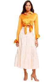 Shona Joy Tiered Midi Skirt cream