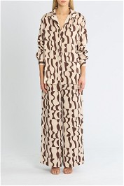 Staple The Label Muse Shirt and Wide Leg Pant Set satin