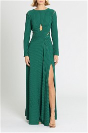 Tadashi Shoji Bollani Pintuck Cutout Gown Forest Green