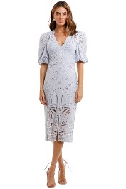Thurley Persia Midi Dress Blue Heather v neck