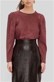 Veronika Maine - Crushed Acetate Puff Sleeve Top