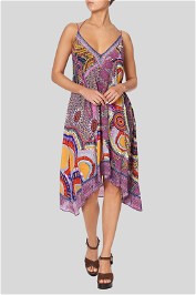 Warlu Dreaming V-Neck Strappy Flare Dress in Multi