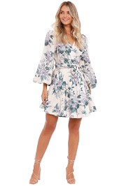 Zimmermann Cassia Wrap Short Dress Hydrangea Floral