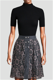 Alannah Hill Grey and Pink Lace Mini Skirt