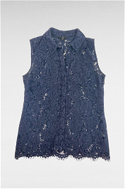 Cue Sleeveless Lace Shirt in Navy