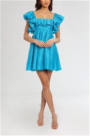 Leo Lin Azure Mini Dress Ruffles Dark Grey