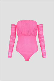 Sheike Kendall Mesh Bodysuit in Hot Pink